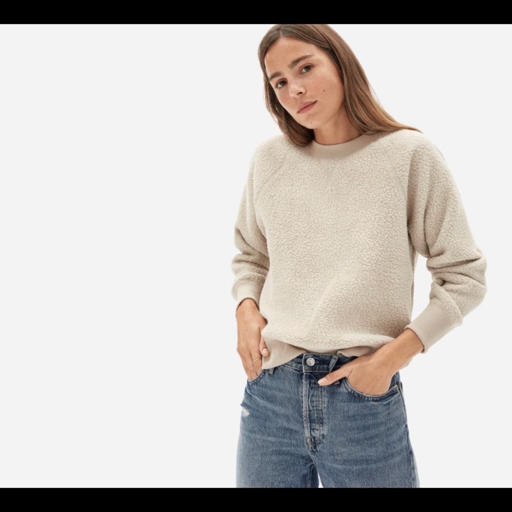 Everlane ReNew Fleece Raglan Sweatshirt Oat M